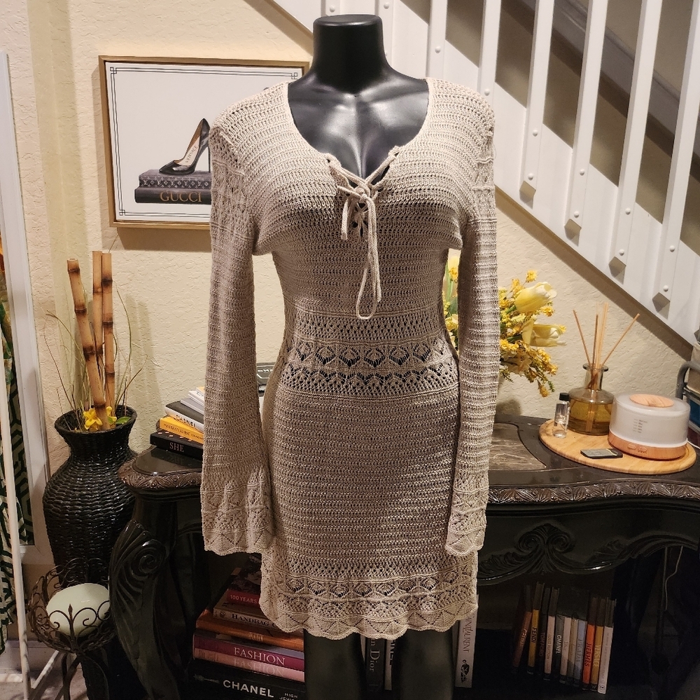 Zara pointelle knit dress size M